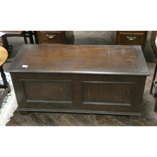 126 - An oak two panel blanket chest, 3'6 wide