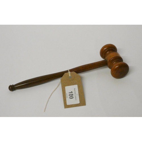 180 - Turned wooden gavel, early 20th century, 20cm long