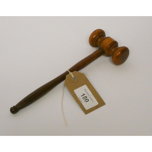 180 - Turned wooden gavel, early 20th century, 20cm long