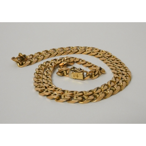 518 - Long 9ct gold fancy Figaro link neck chain, length 57 cms , weight 44.1 g