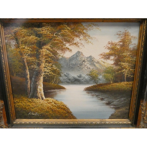 188 - Pair of black and gilt framed oil paintings. Image size 16