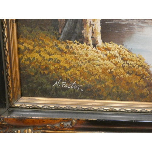 188 - Pair of black and gilt framed oil paintings. Image size 16