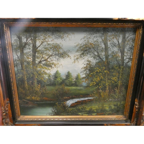 188 - Pair of black and gilt framed oil paintings. Image size 16