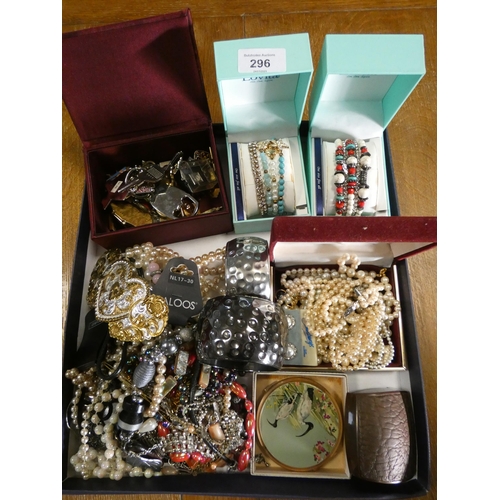 296 - Costume jewellery - faux pearls, beads, bangles etc