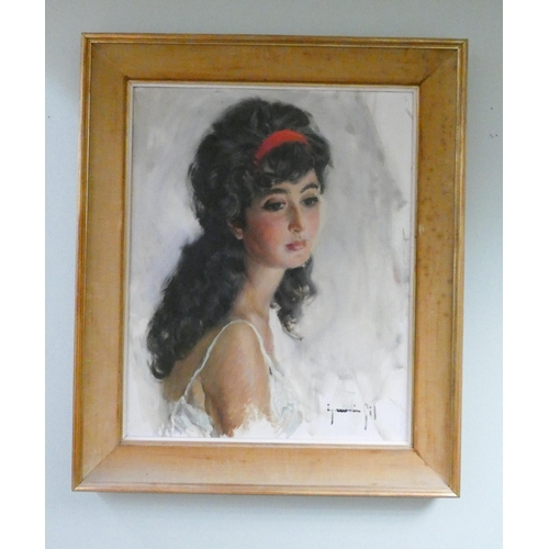 191 - Ignacio Gil Sala (Barcelona, 1913 - 2003). Oil on canvas of a Spanish Beauty, signed. Framed, 24