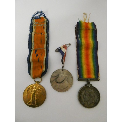 197 - A first world war pair of medals and Birmingham jubilee celebrations to J47081 W H Clarke AB Royal N... 