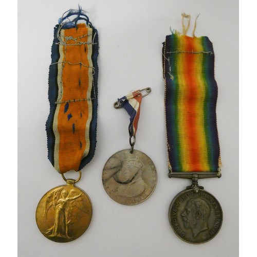 197 - A first world war pair of medals and Birmingham jubilee celebrations to J47081 W H Clarke AB Royal N... 