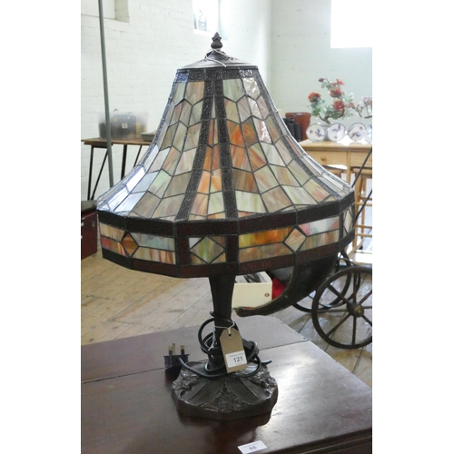 121 - A larger decorative Tiffany style table lamp with coloured shade