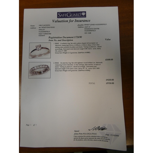 764 - A diamond eternity ring set with 18 brilliant cut diamonds, plain section to back of band, in platin... 