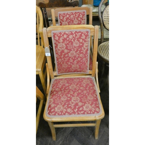 103 - A pair of lightwood framed occasional chairs with red upholstery