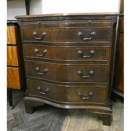 104 - Georgian style serpentine fronted brushing slide chest of four long drawers