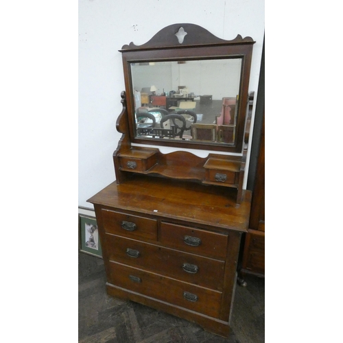 11 - An Edwardian satin walnut dressing table with swing mirror above