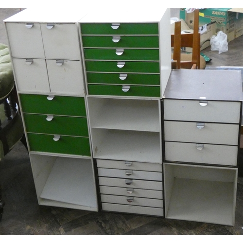 111 - Various Palaset retro nests of cube style drawers