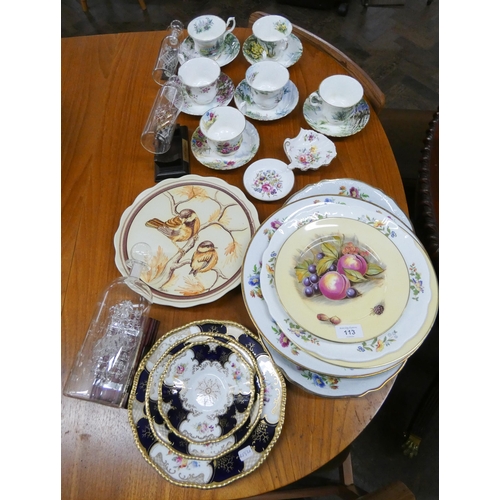 113 - Royal Albert bone china country scenes cups and saucers, Coalport, Aynsley and other porcelain and t... 