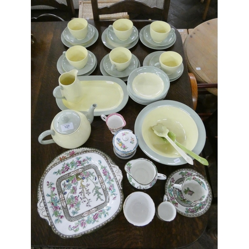 127 - A Spode Meadow Sweet retro breakfast set, salad servers etc together with Coalport Indian Tree china... 