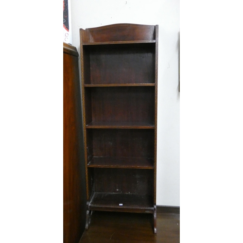 14 - Edwardian inlaid and Tunbridge ware style decorated small bookcase