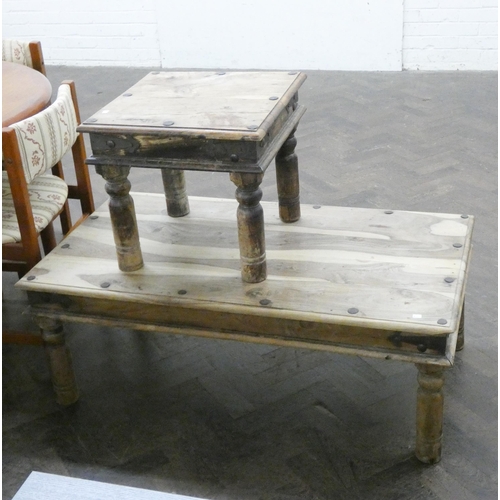 165 - An Indonesian hard wood coffee table and a smaller square matching coffee table