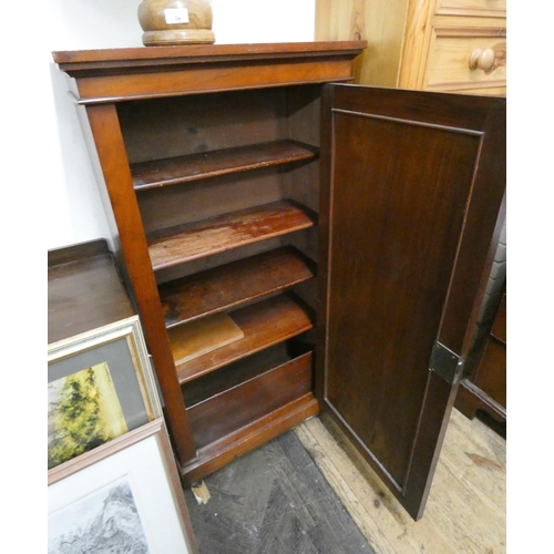 17 - An Edwardian mahogany single panelled door bookcase or cupboard