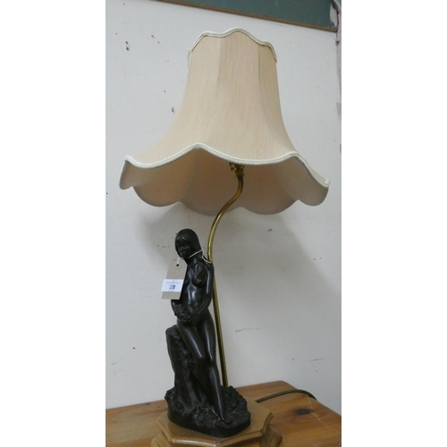 20 - A bronzed effect lady figure table lamp with shade