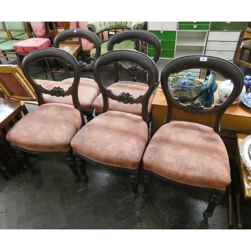 58 - Five matching Victorian balloon back dining chairs