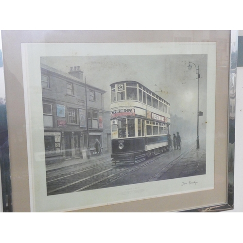 6 - Two signed Limited Edition prints, one of yellow buses circling the square at Bournemouth, the other... 