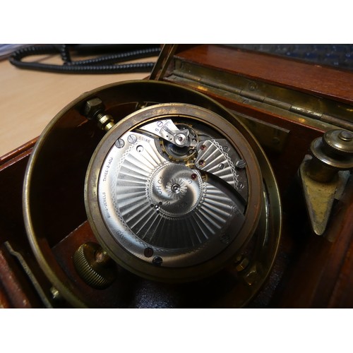 294 - An Eight Day Gimbal Deck Watch, signed Zenith, Chronometer, 20th century, three tier case, silvered ... 