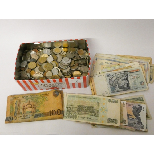 78 - A collection of old banknotes and coins