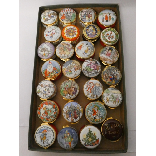 81 - A large collection of Crummles & Co Christmas themed enamelled trinket and pill boxes