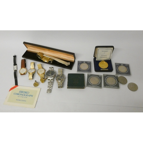 84 - Gent's vintage Seiko stainless steel chronometer, other wristwatches, commemorative crowns etc