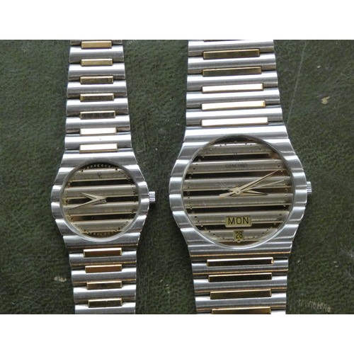 522 - Concord Mariner His & Hers wristwatches, bi-colour stainless steel quartz, both with original boxes ... 