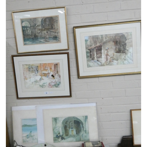 190 - Three framed Russell Flint prints and two unframed prints