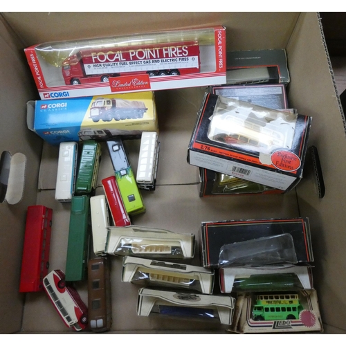 273 - Approximately 13 boxed model coaches, two boxed model lorries and a quantity of other coaches and lo... 