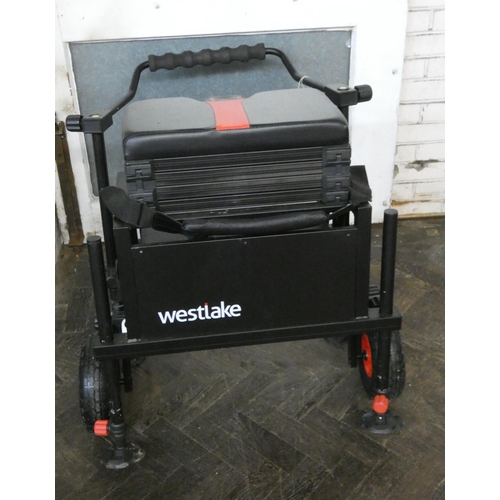 315 - A hardly used West Lake fishing tackle box trolley in very good condition (cost new £350)