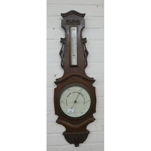 206 - An Edwardian banjo barometer in oak case