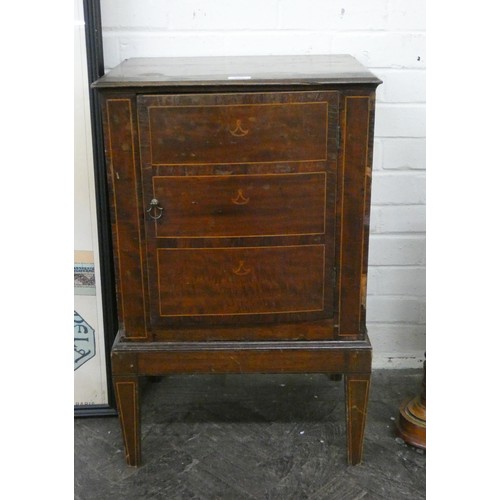 207 - An Edwardian inlaid mahogany cupboard on stand