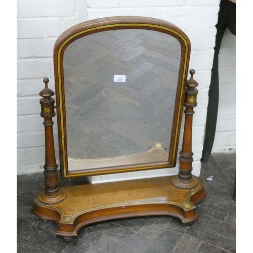 208 - A Victorian swing toilet mirror in inlaid pine frame