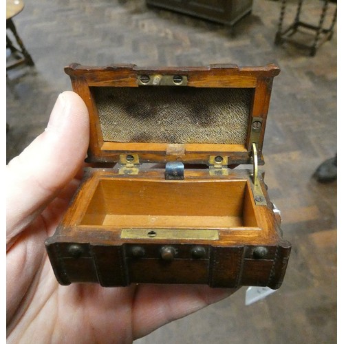 291 - Two Victorian daguerreotypes, a treen trunk trinket box and a millefiore glass paperweight