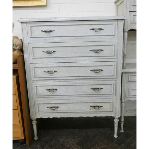 216 - A shabby chic French style five drawer bedroom chest