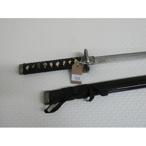 133 - A reproduction Japanese Samurai sword in scabbard