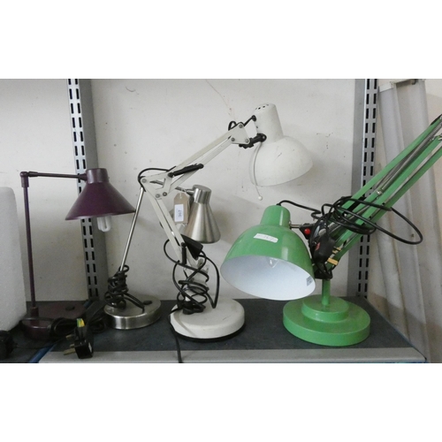 367 - Two angle poise lamps and two other retro table lamps