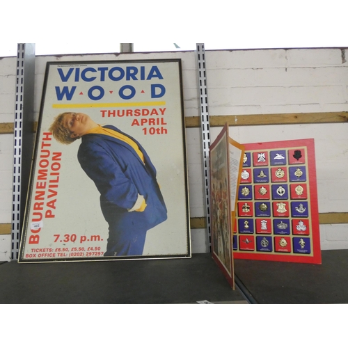 402 - An old Victoria Wood poster and a box set of 'The Great British Regiment Badges'