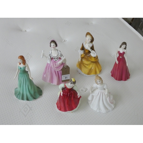 91 - Six assorted Royal Doulton lady figure ornaments