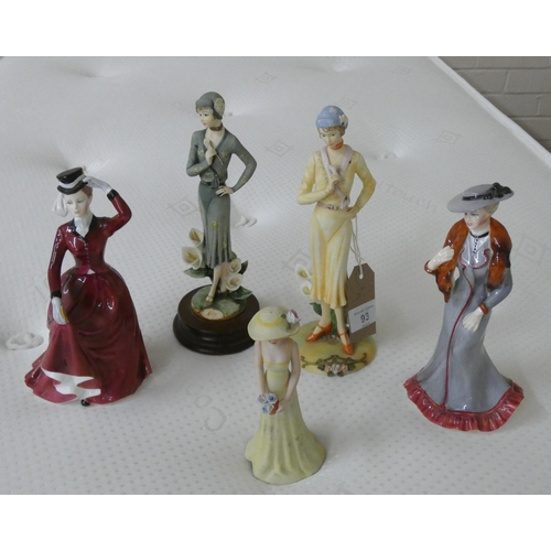 93 - Five assorted lady figure ornaments