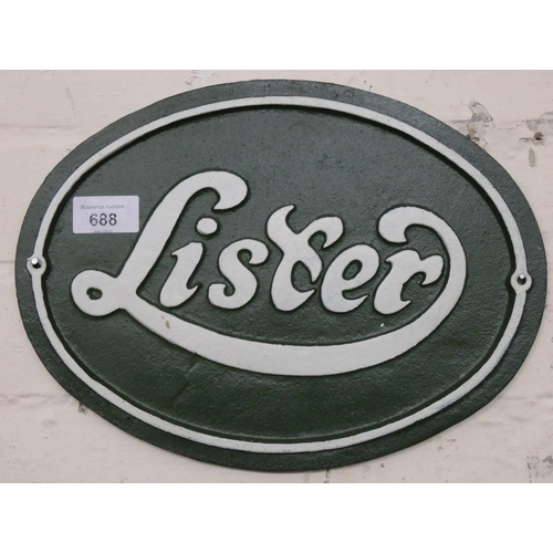 675 - A wall hanging cast iron Lister sign