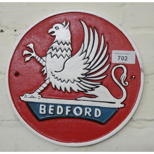 687 - A wall hanging cast iron 'Bedford' sign