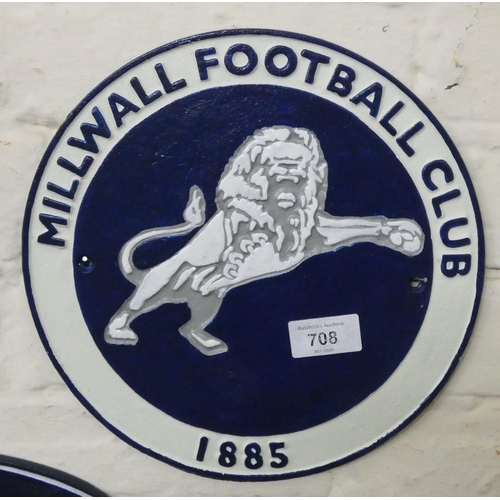 689 - A wall hanging cast iron Millwall Football club sign