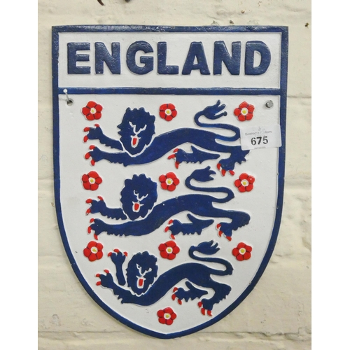 667 - A wall hanging cast iron England football sign