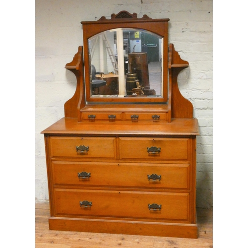 150 - Edwardian walnut dressing table , swing mirror and trinket drawer back, 48