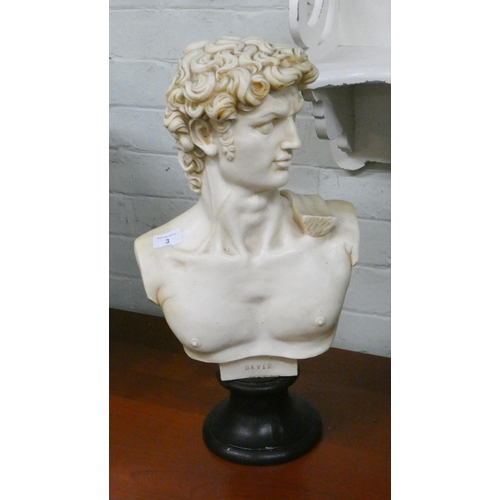 3 - A faux marble bust of David