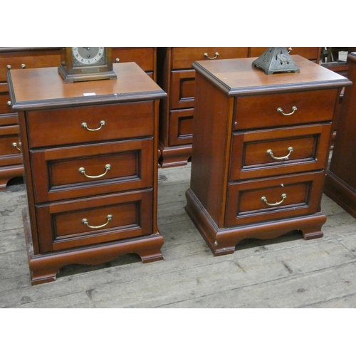 8 - A pair of mahogany three drawer bedside chests matching lots 4 & 5